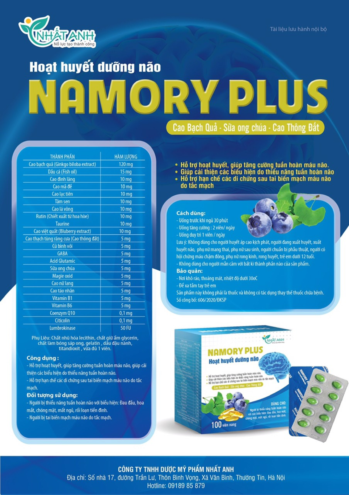 Hoạt huyết dưỡng não Namory Plus